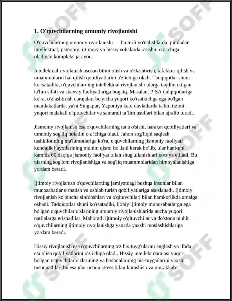 O'quvchilarning umumiy rivojlanishi 3