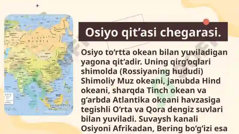 Osiyoqit’asining geografiko‘rni, chegalaravi siyosiy xaritasi 3
