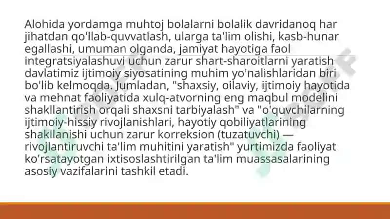 Alohida yordamga muhtoj bolalarda rivojlanishdagi nuqsonning  chuqurligi va tuzilishiga qarab  inklyuziya modellarini tanlash 3
