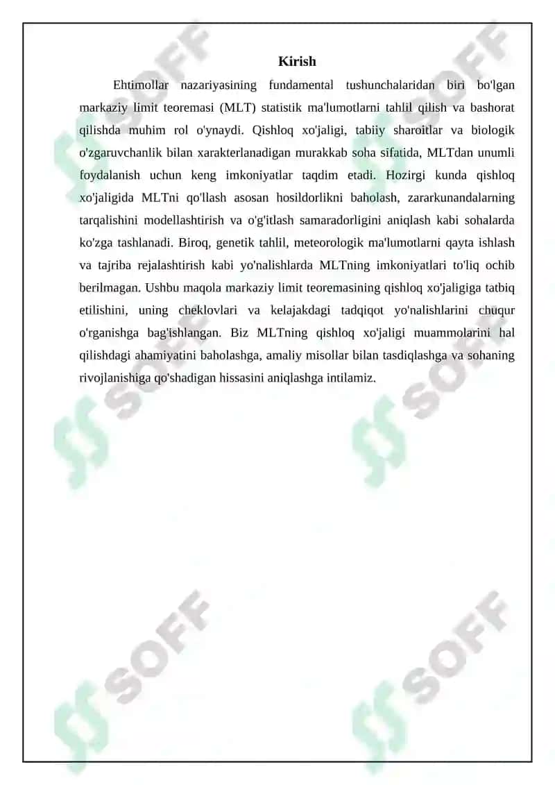 Markaziy Limit Teoremasi: Asoslar va Qo'llanilish Sohalari 3
