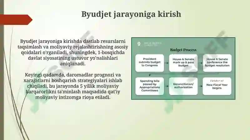 Byudjet jarayoni, rejalashtirish tasdiqlash va ijro 3