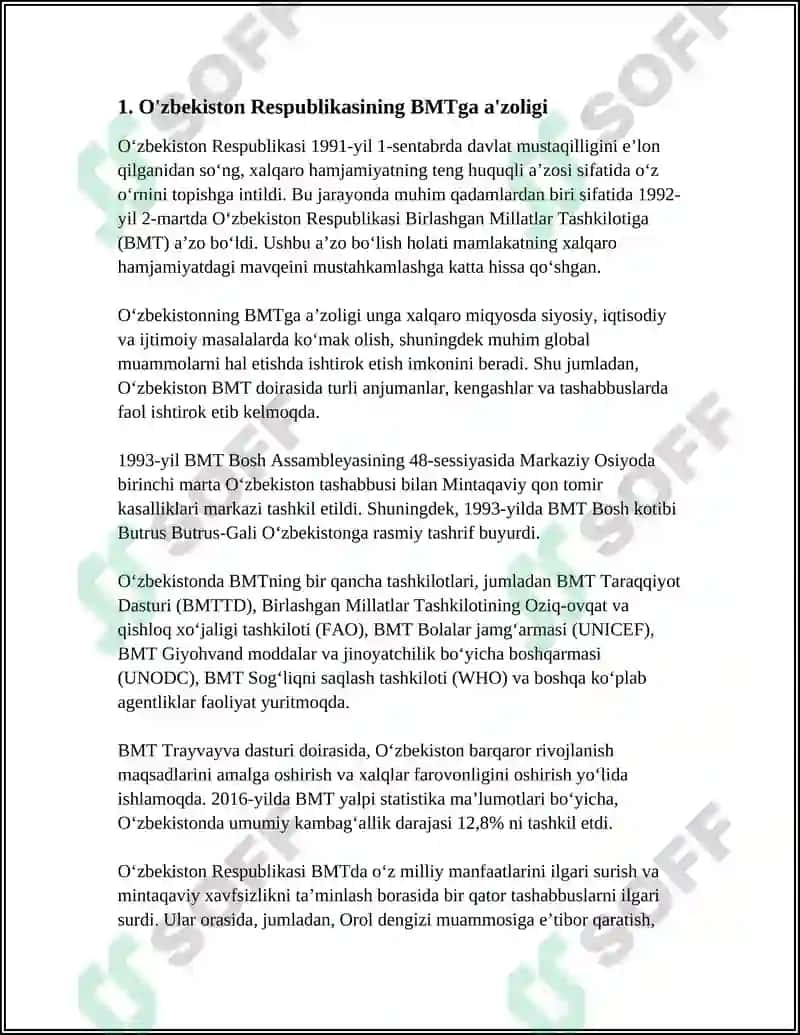 O'ZBEKISTON RESPUBLIKASINING BMT BILAN HAMKORLIGI 3