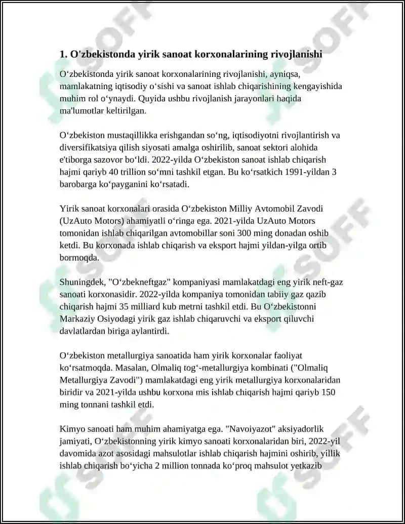 O'ZBEKISTONDA SANOAT KORXONALARINING ISHGA TUSHIRILISHI VA IQTISODIYOTGA TA'SIRI 3
