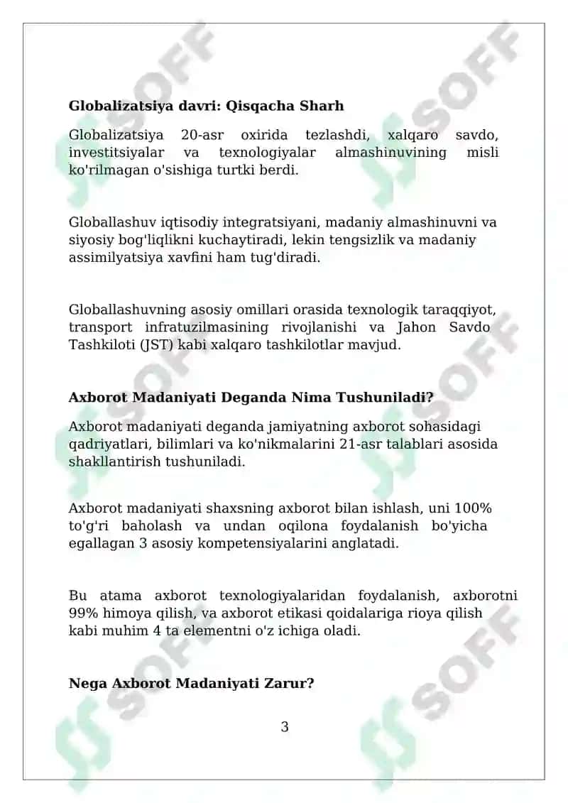 Globallashuv davrida axborot madaniyati zaruryati 3
