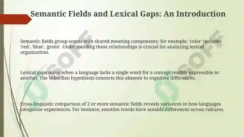 Semantic Fields and Lexical Gaps in English and Native Languages 3