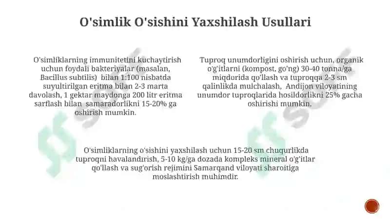 Tuproq Xususiyatlari va O'simlik O'sishi 3