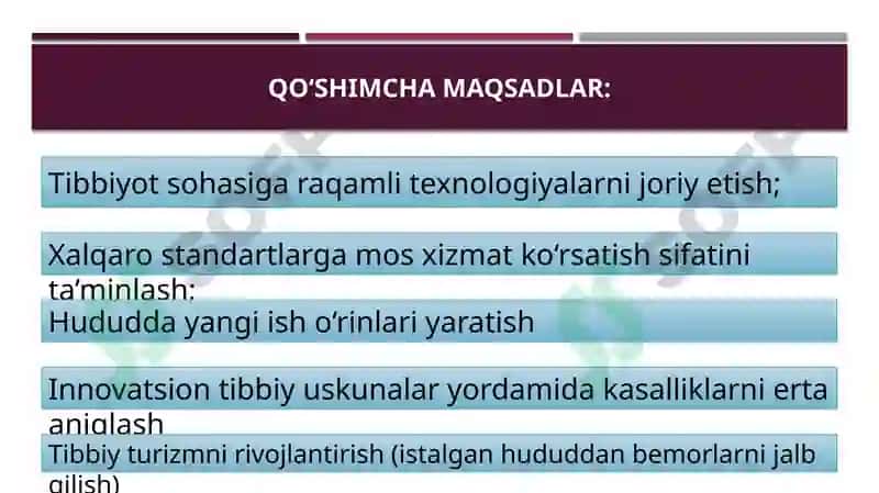 Zamonaviy tibbiy xizmat ko‘rsatish markazini tashkil etish va uning marketing strategiyasini ishlab 3