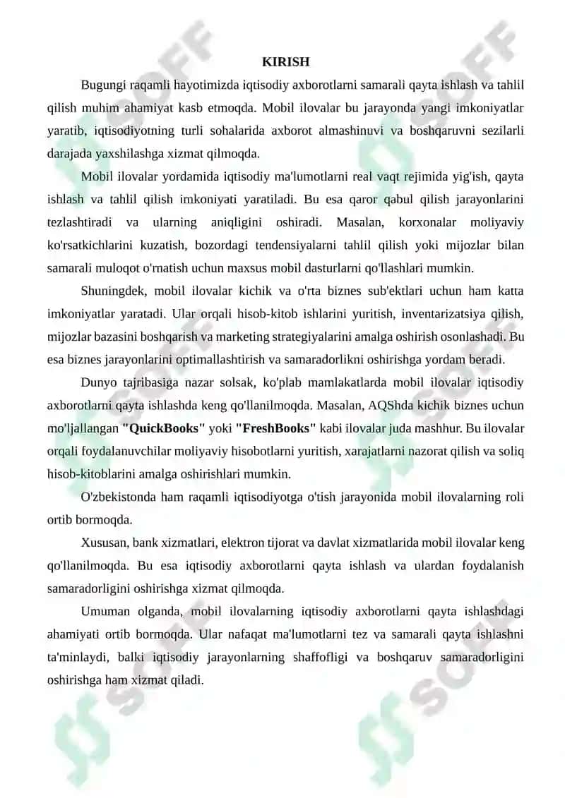 IQTISODIY AXBOROTNI QAYTA ISHLASH UCHUN MOBIL ILOVALARDAN FOYDALANISH 3