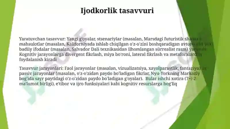 Xayol jarayonlari va xayol turlari 3