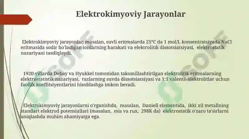 Elektrolitlarning elektrositatik nazaryasi haqida tushuncha 3