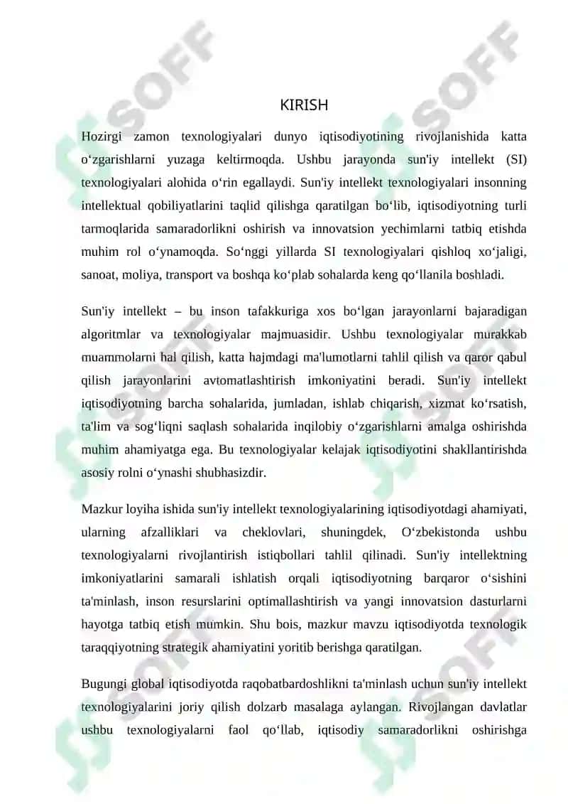 “Iqtisodiyotda axborot komunikatsion texnologiyalar va tizimlar’’ fanida tayyorlagan LOYIHA ISHI 3