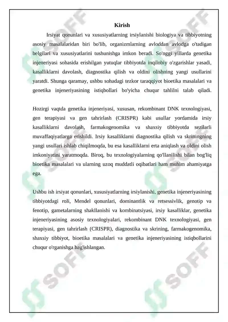 Xususiyatlarning irsiylanish qonunlari va Irsiyat 3