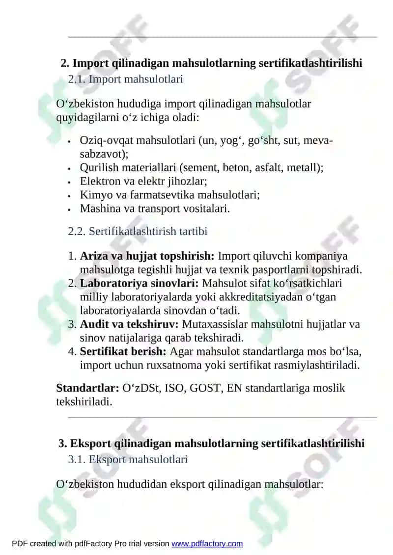 "O‘zbekiston hududiga olib kirilayotgan va olib chiqilayotgan mahsulotlarni sertifikatlashtirish" 3
