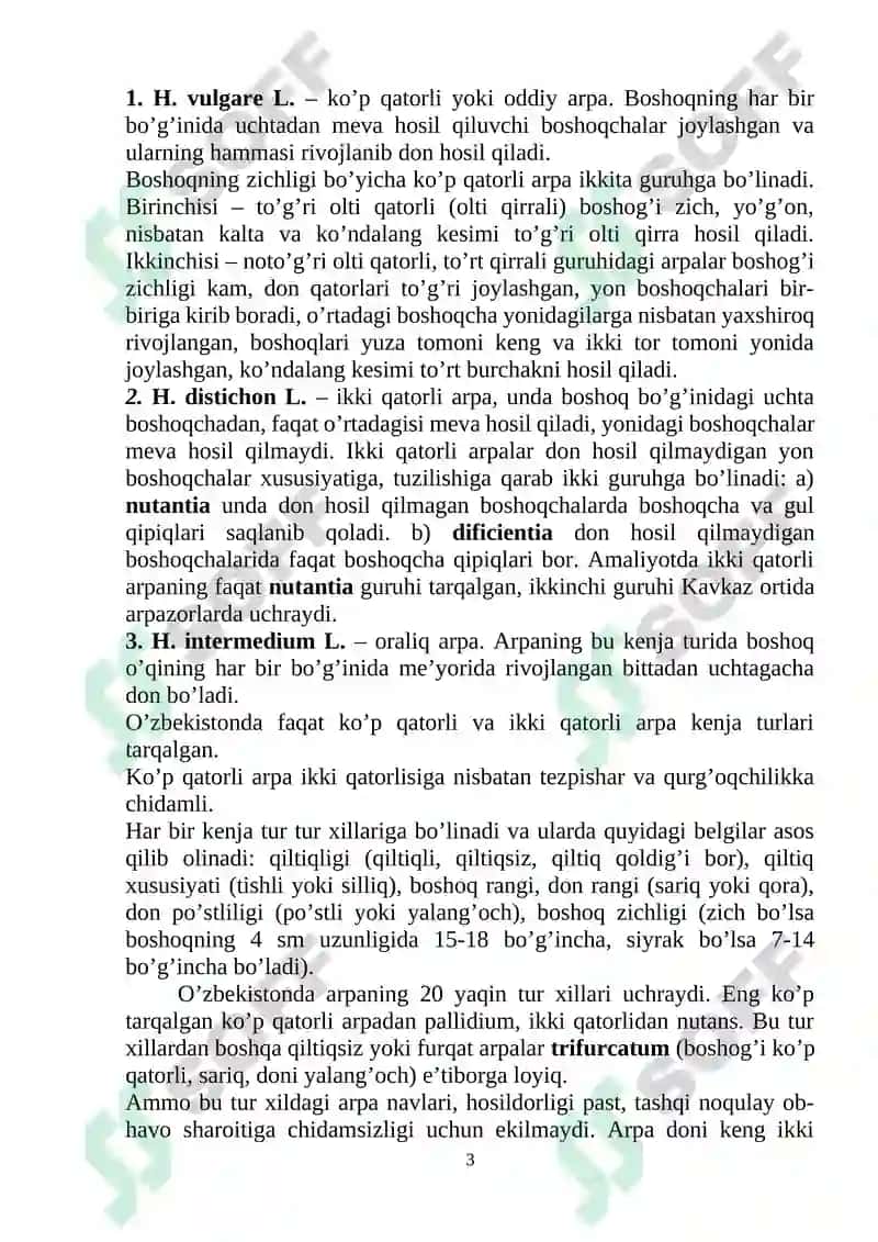 Arpa va javdar biologiyasi va yetishtirish texnologiyasi 3