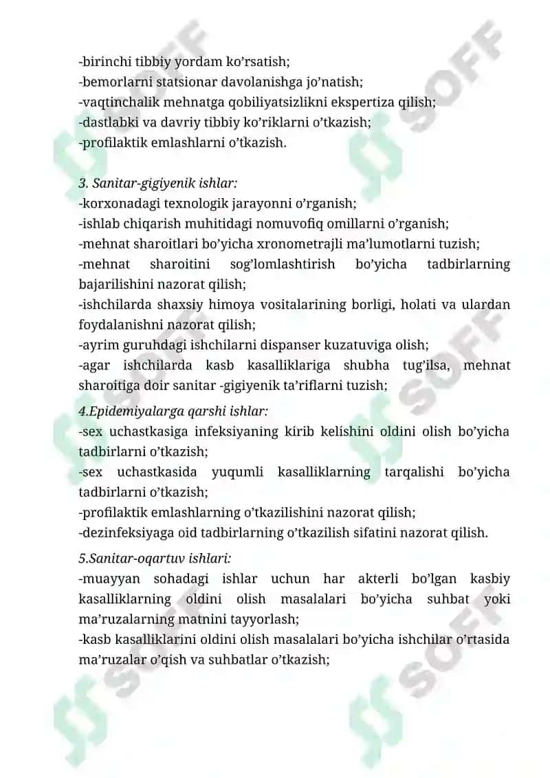Ishlab chiqarishda uash ishining gigiyenik jihatlari. Korxonalarda sog’lomlashtirish tadbirlari. 3