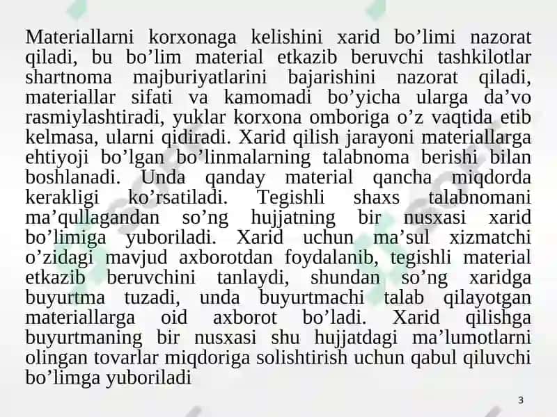 MATERIAL XARAJATLARINING HISOBI 3