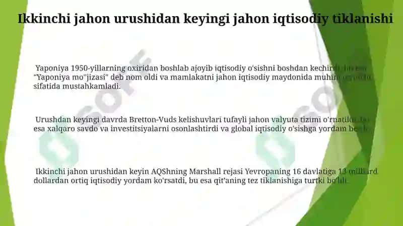 Jahon XÒjaligi Rivojlanish Bosqichlari va Tendensiyalari 3