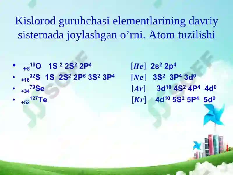 Kislorod guruhchasi elementlari. Oltingugurt 3