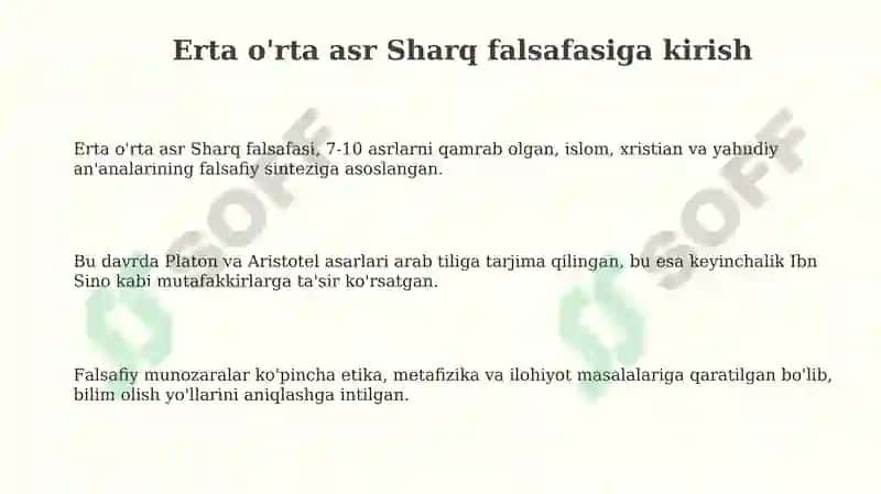 Erta o'rta asr Sharq falsafasi va uygʻonish davri 3