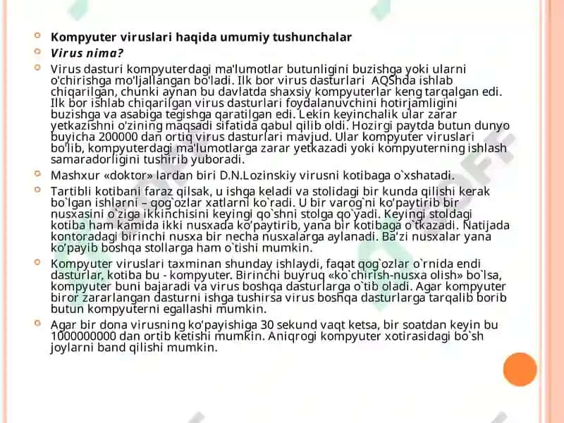 Virus va antivirus dasturi mavzusida 3