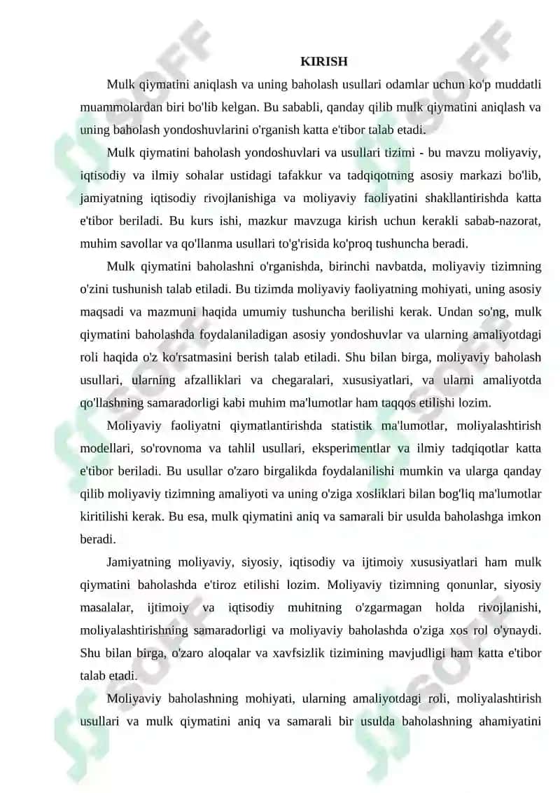 MULK QIYMATINI BAHOLASH YONDOSHUVLARI VA USULLARI TIZIMI 3