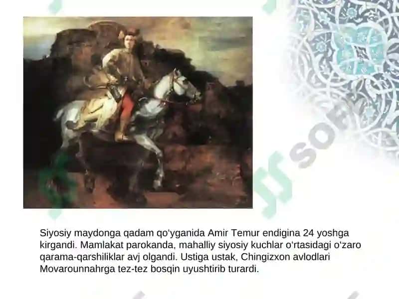 AMIR TEMUR BUYK SARKARDA VA DAVLAT ARBOBI AMIR TEMUR DAVLATINING TASHKIL TOPISHI 3
