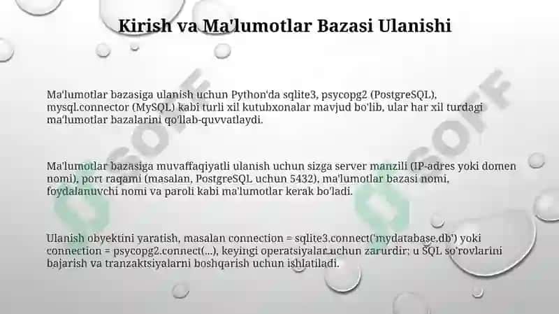 Python Ma'lumotlar Bazalari bilan Ishlash Asoslari 3