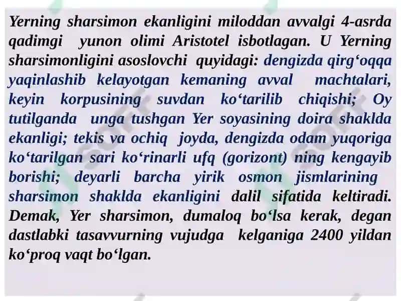 Yerning shakli va o‘lchamlari 3