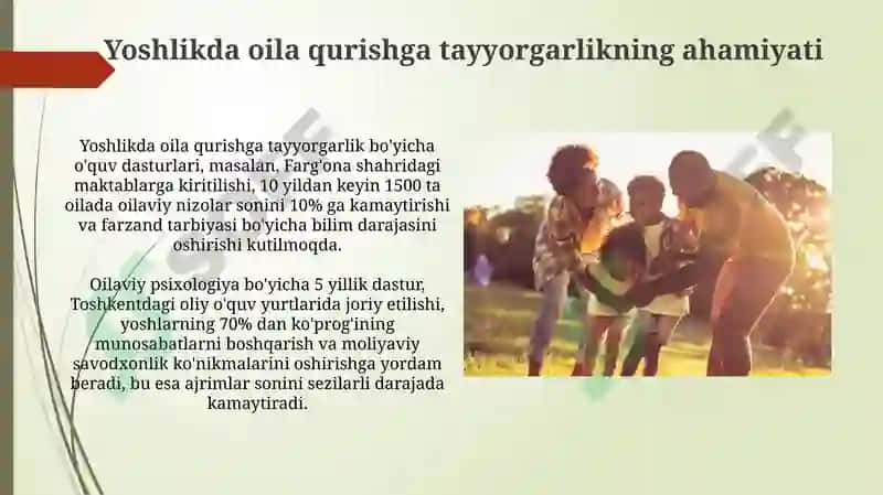 Yoshlarni oilaviy xolatga tayyorlash zarurati 3