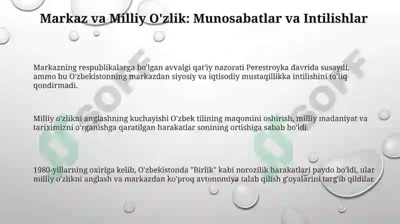 Qayta qurish” yillarida O’zbekistondagi ijtimoiy-siyosiy vaziyat 3