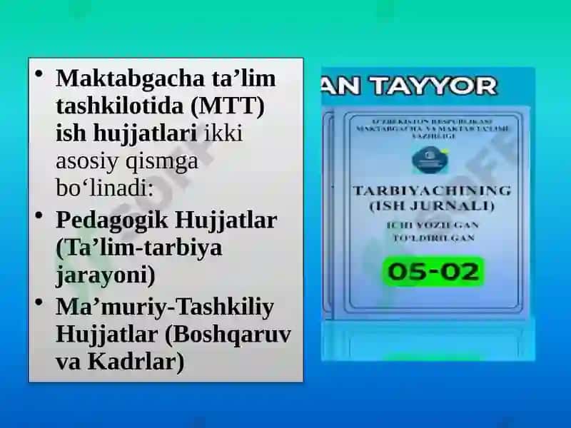 Maktabgacha ta`lim tashkilotida ish hujjatlari yuritilish tartibi 3