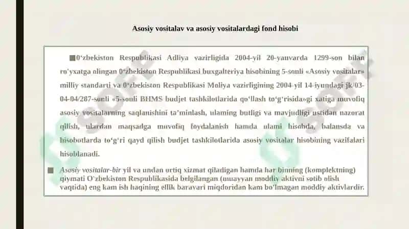 Byudjet tashkilotlarda asosiy vositalar hisobi 3