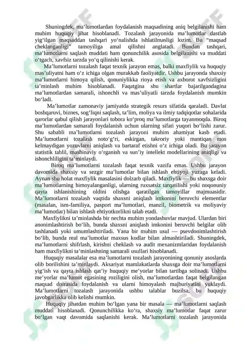 Ma’lumotlarni tozalash, maxfiylik va huquqiy masalalar 3