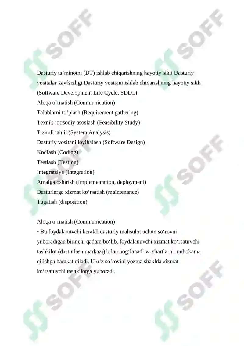 Dasturiy vositani ishlab chiqarishning hayotiy sikli 3