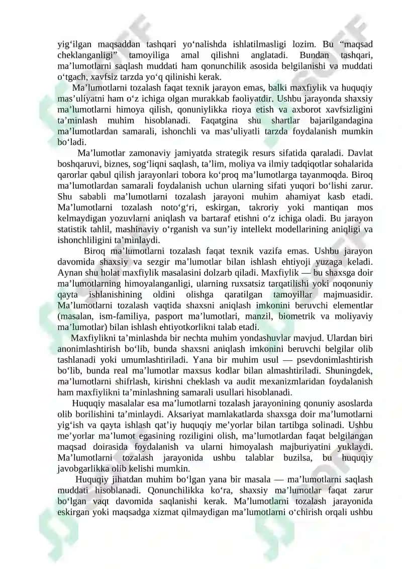 Ma’lumotlarni tozalash, maxfiylik va huquqiy masalalar 3
