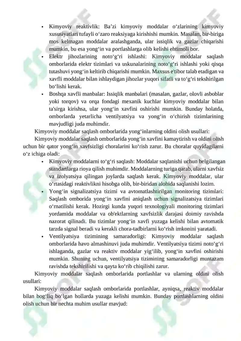 Kimyoviy moddalar saqlash omborlarida yonginlar kelib chiqish uslubiyoti 3