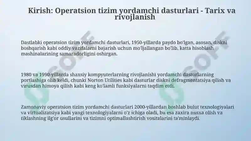 Operatsion tizimlarda yordamchi dasturlar va utilitlar 3
