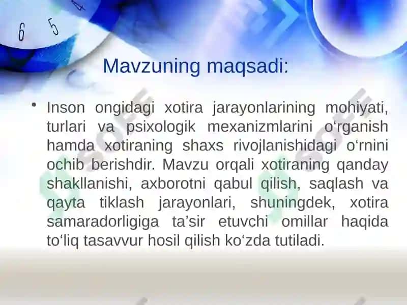 Xotira haqida umumiy tushuncha va uning tavsifi 3