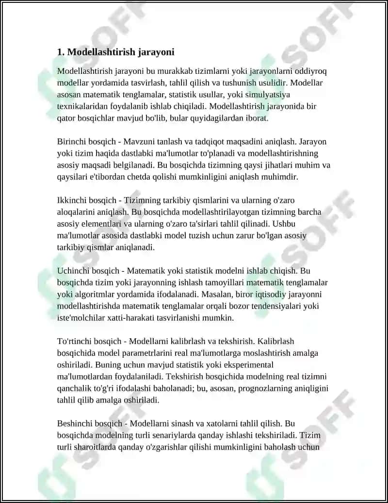 MODELLASHTIRISH NATIJALARINI OLISH VA TALQIN QILISH 3