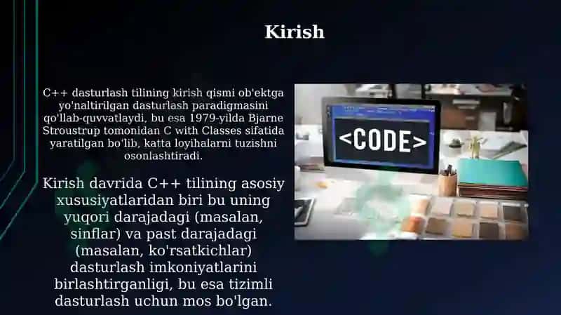 C++ dasturlash tilining interfeysi va imkoniyatlari 3