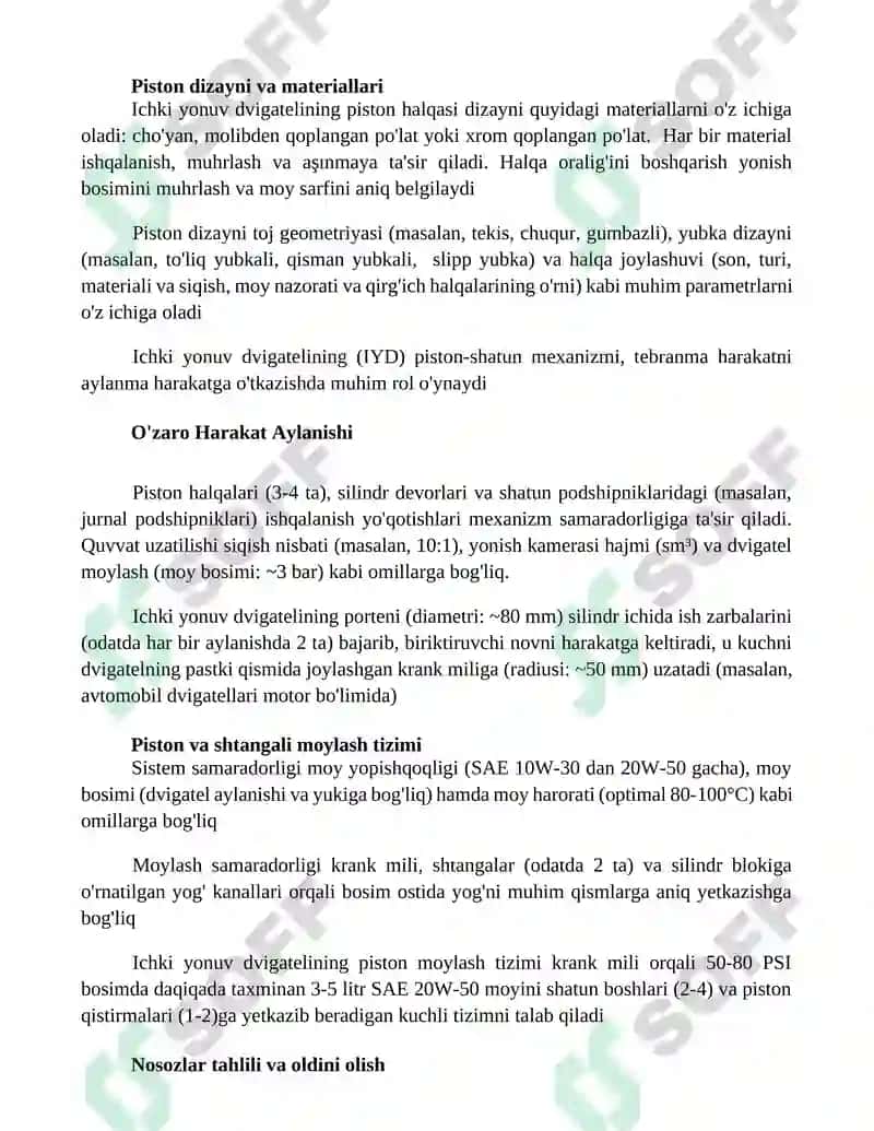 Avtomobil ichki yonuv dvigateli haqida porshen va krivaship shatunli mexanizm 3