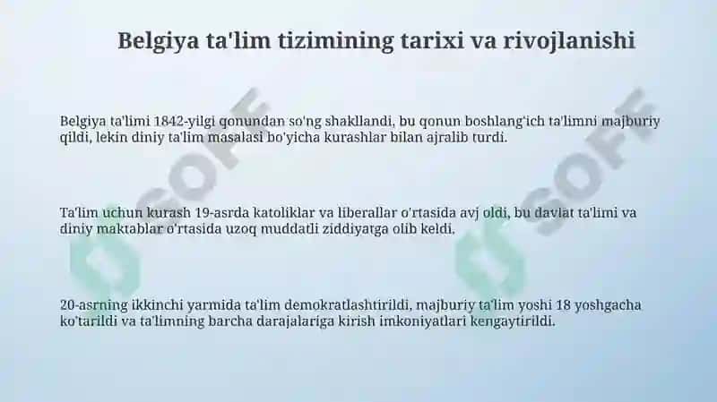 Belgiya talim tizimining oʻziga xos xususiyatlari 3
