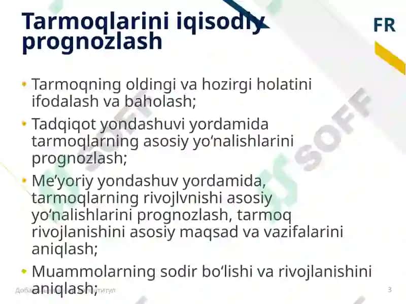 Tarmoqning Iqtisodiy Rivojlanishini Prognozlash 3