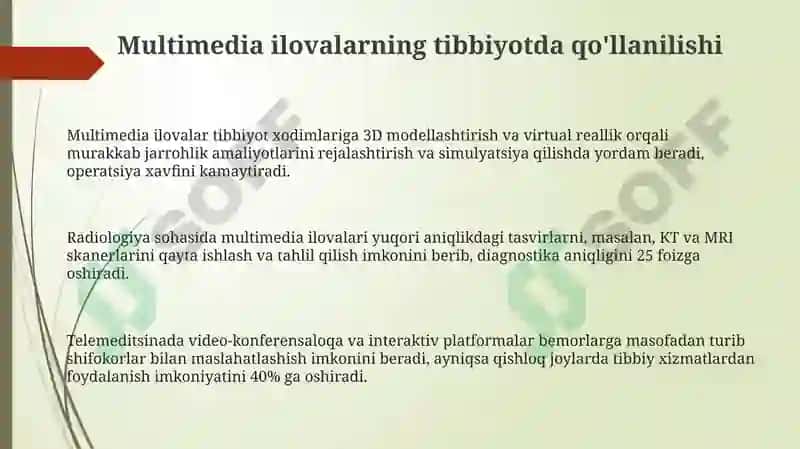 Tibbiyotda multimedia dasturlari va ular bilan ishlash 3