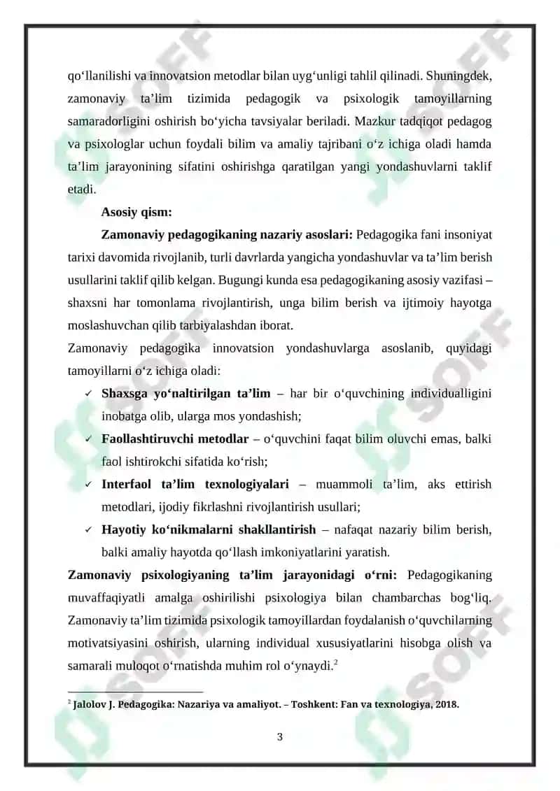 ZAMONAVIY DUNYO PEDAGOGIKA VA PSIXOLOGIYA NAZARY VA AMALIYOTI 3