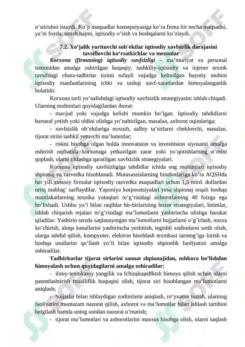 Xo‘jalik Yurituvchi Sub'ektlar Iqtisodiy Xavfsizligi 3