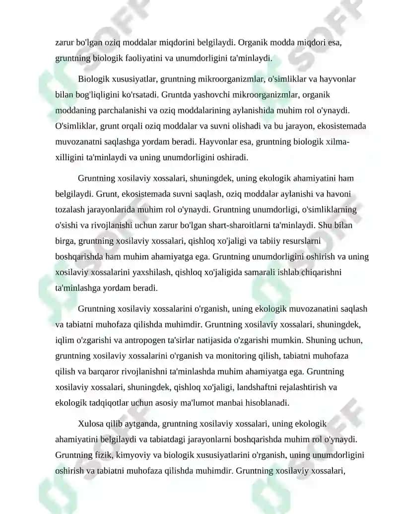 Gruntning xosilaviy xossalarini ko'rsatib berish 3