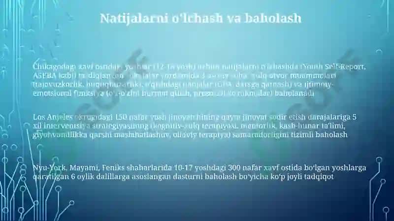 Chikagodagi xavf ostidagi yoshlar uchun natijalarni o'lchash 3