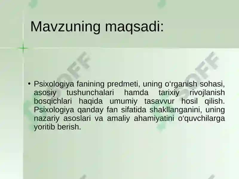 Psixologiya fanining predmeti va rivojlanish tarixi 3