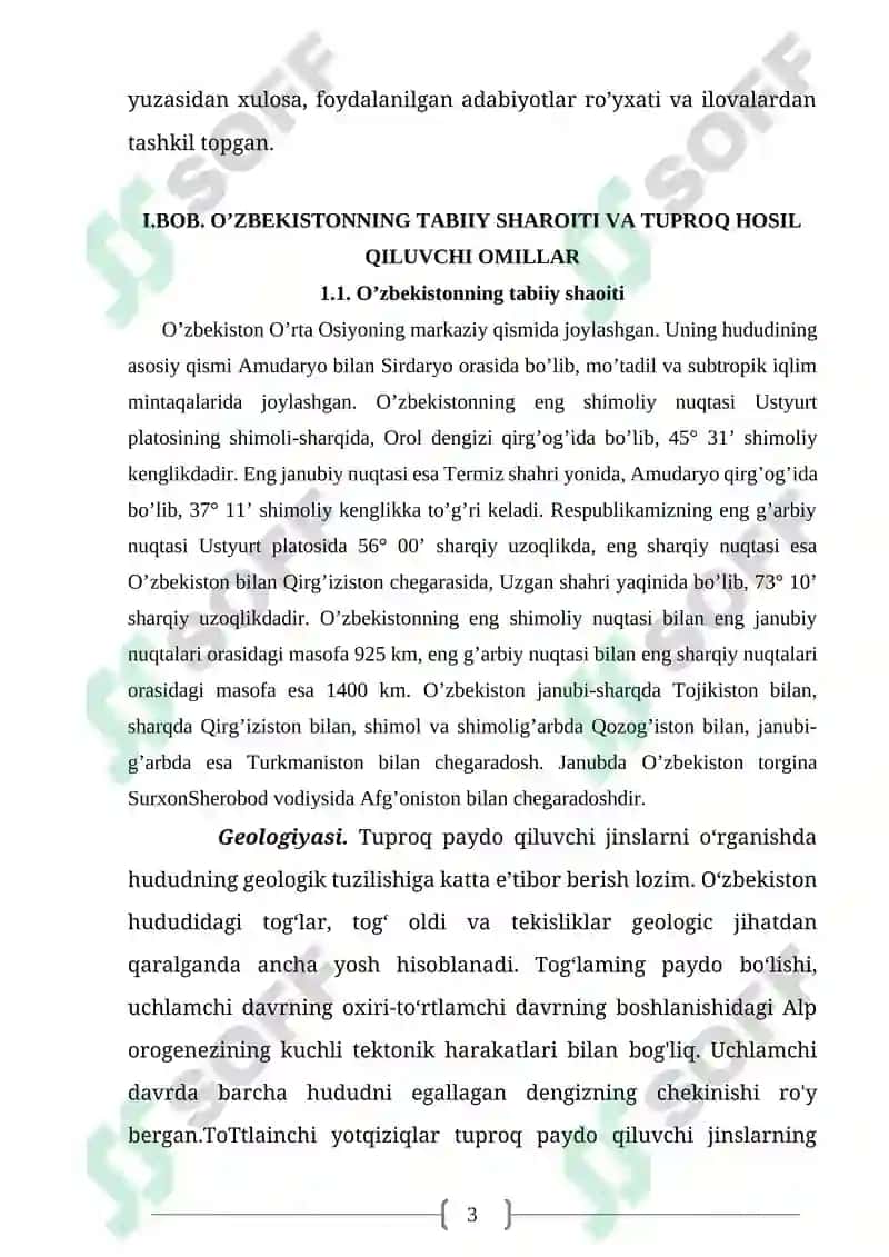 O‘zbekiston tuproqlari, ularning xususiyatlari kurs ishi 3
